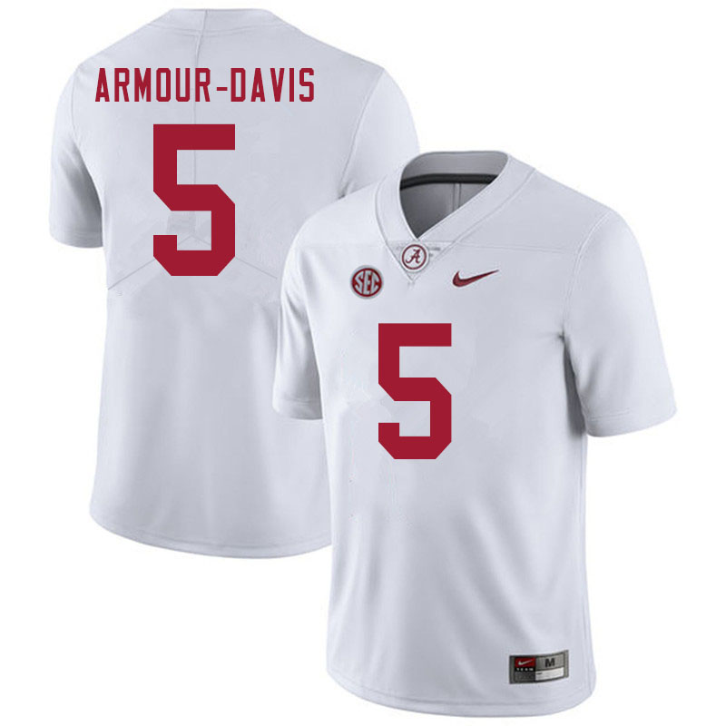 Alabama Crimson Tide Men's Jalyn Armour-Davis #5 White NCAA Nike Authentic Stitched 2020 College Football Jersey YN16Q25ZB